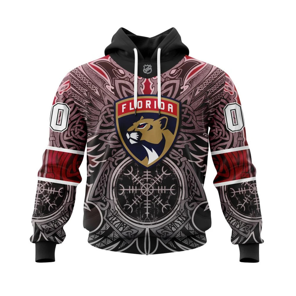 Buildercar - NHL Hoodie Florida Panthers Norse Viking Symbols Custom Name and Number Hoodie