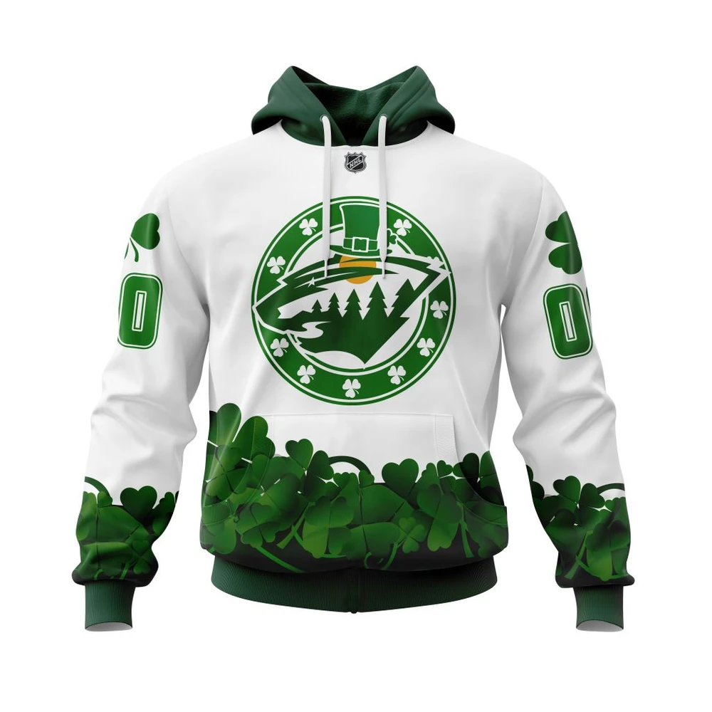 Buildercar - NHL Hoodie Minnesota Wild Happy St.Patrick Days Jersey Custom Name and Number Hoodie