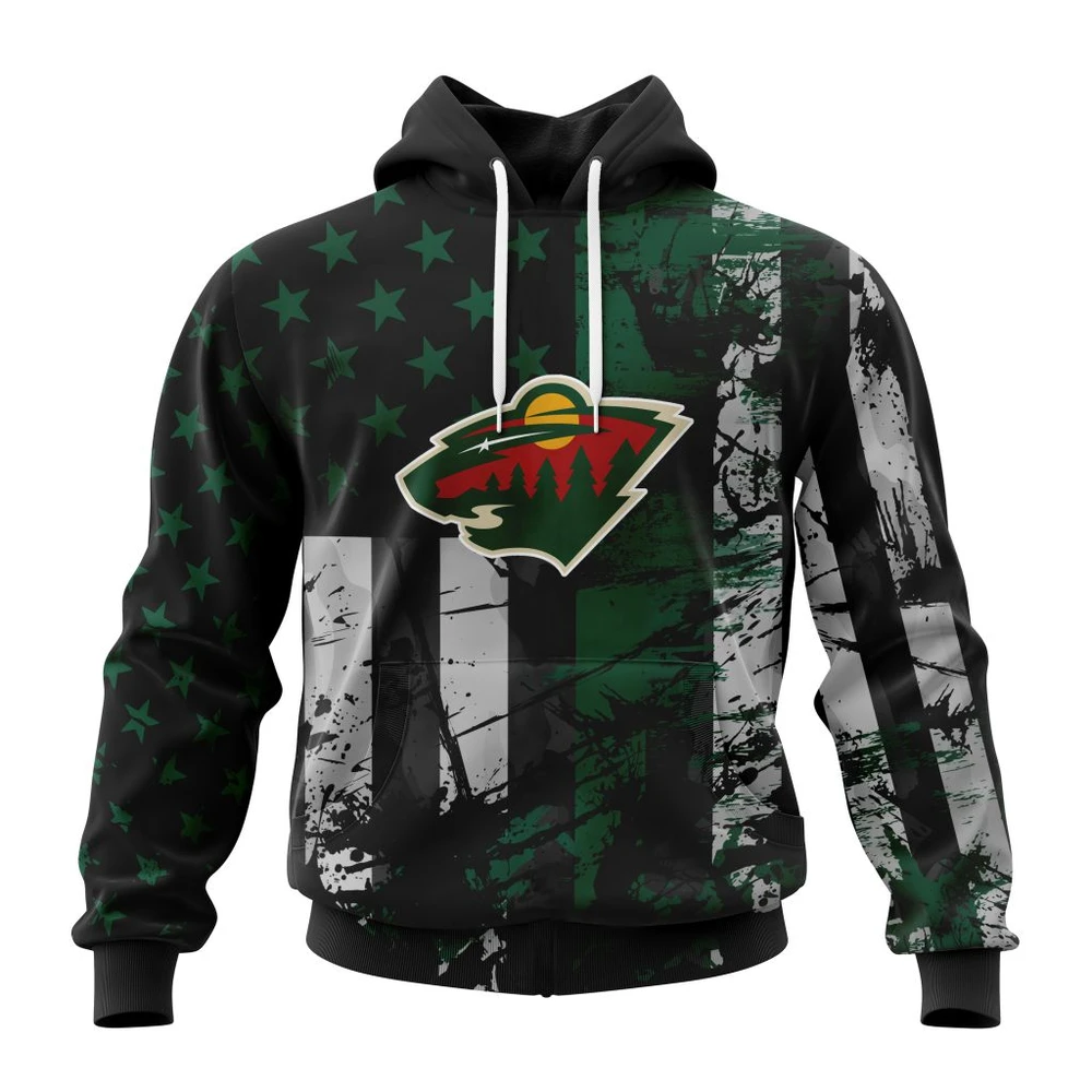 Buildercar - NHL Hoodie Minnesota Wild Jersey For America Custom Name and Number Hoodie