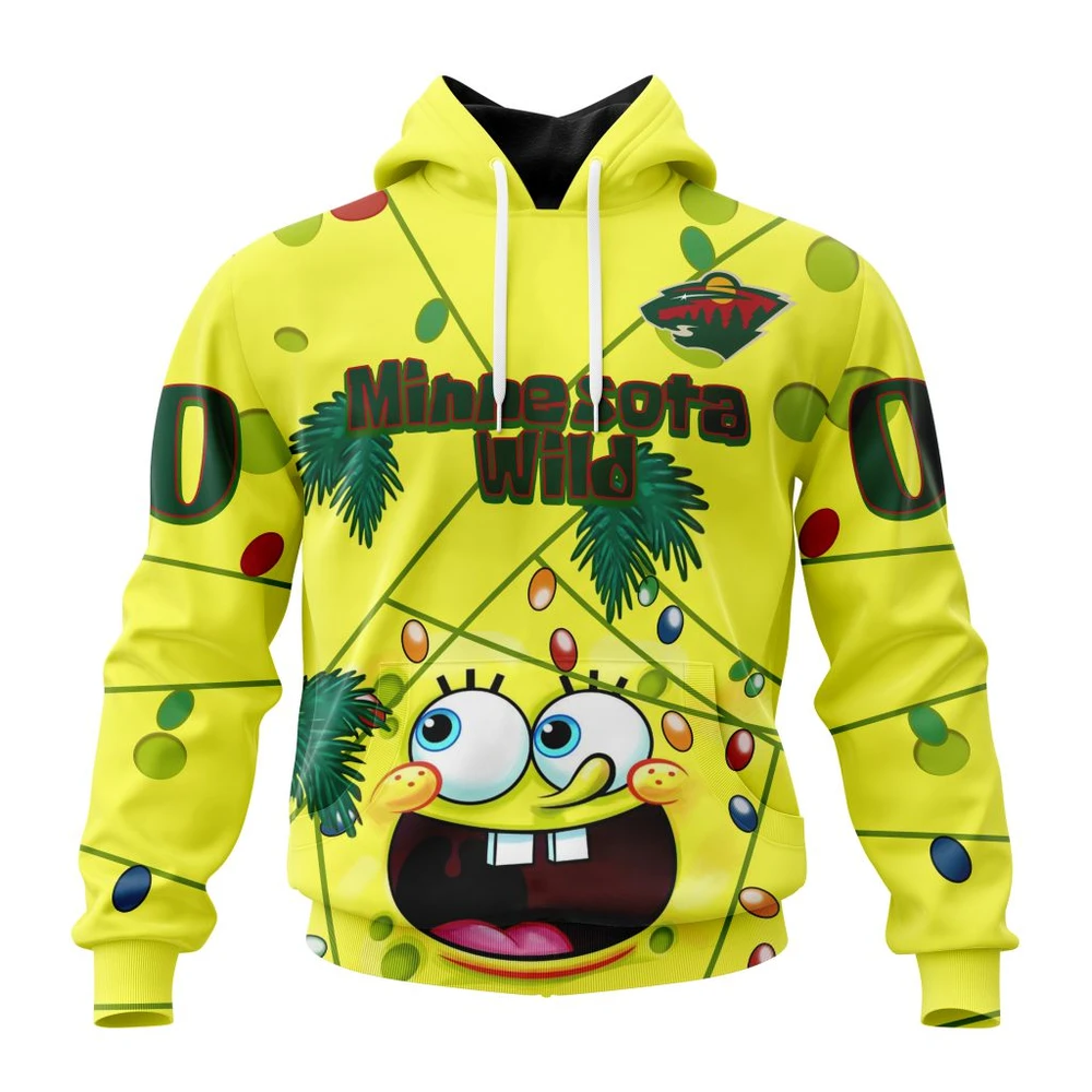 Buildercar - NHL Hoodie Minnesota Wild Jersey With Spongebob Custom Name and Number Hoodie
