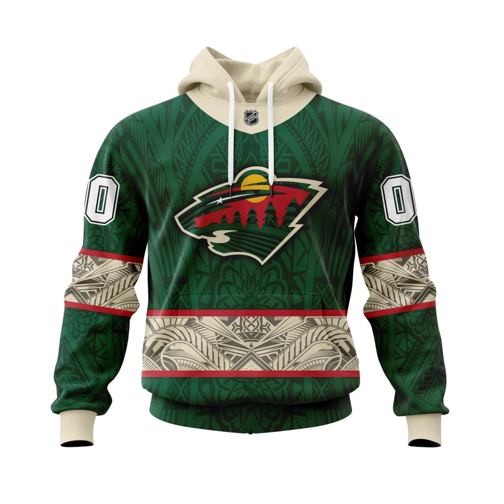 Buildercar - NHL Hoodie Minnesota Wild Native With Samoa Culture Custom Name and Number Hoodie