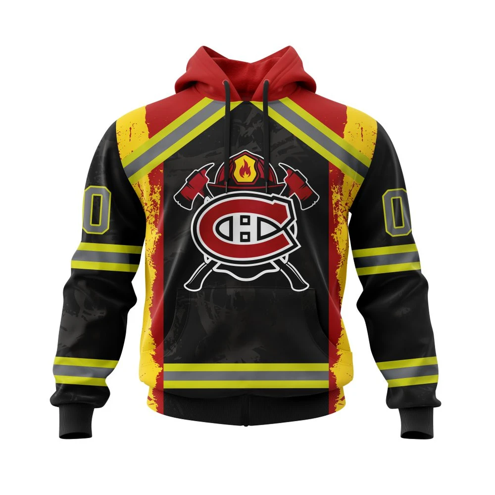 Buildercar - NHL Hoodie Montreal Canadiens Honnor Firefighter Custom Name and Number Hoodie