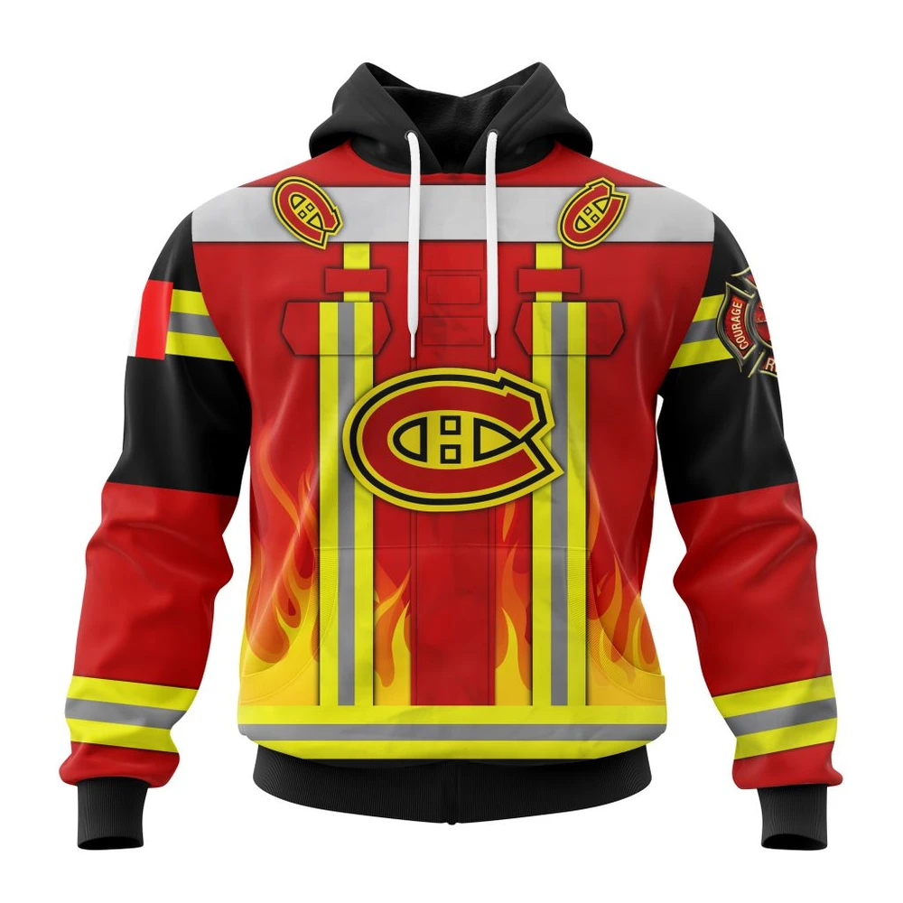 Buildercar - NHL Hoodie Montreal Canadiens Honnor Firefighter Uniform V0622 Custom Name and Number Hoodie