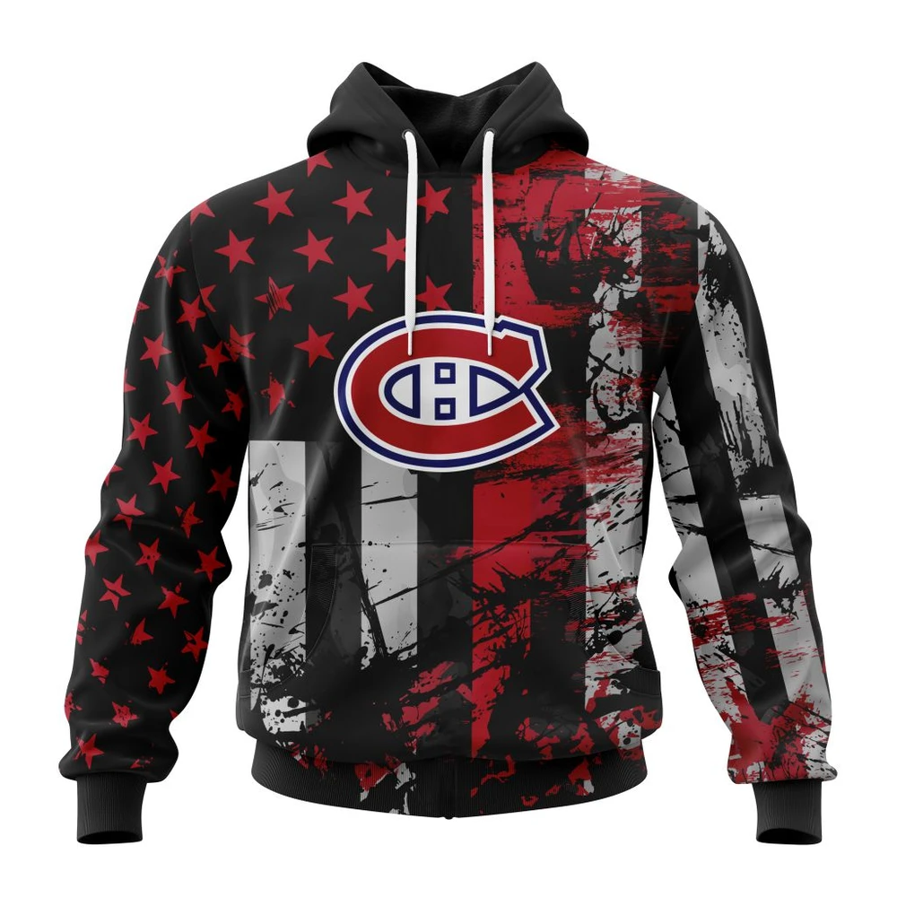 Buildercar - NHL Hoodie Montreal Canadiens Jersey For America Custom Name and Number Hoodie