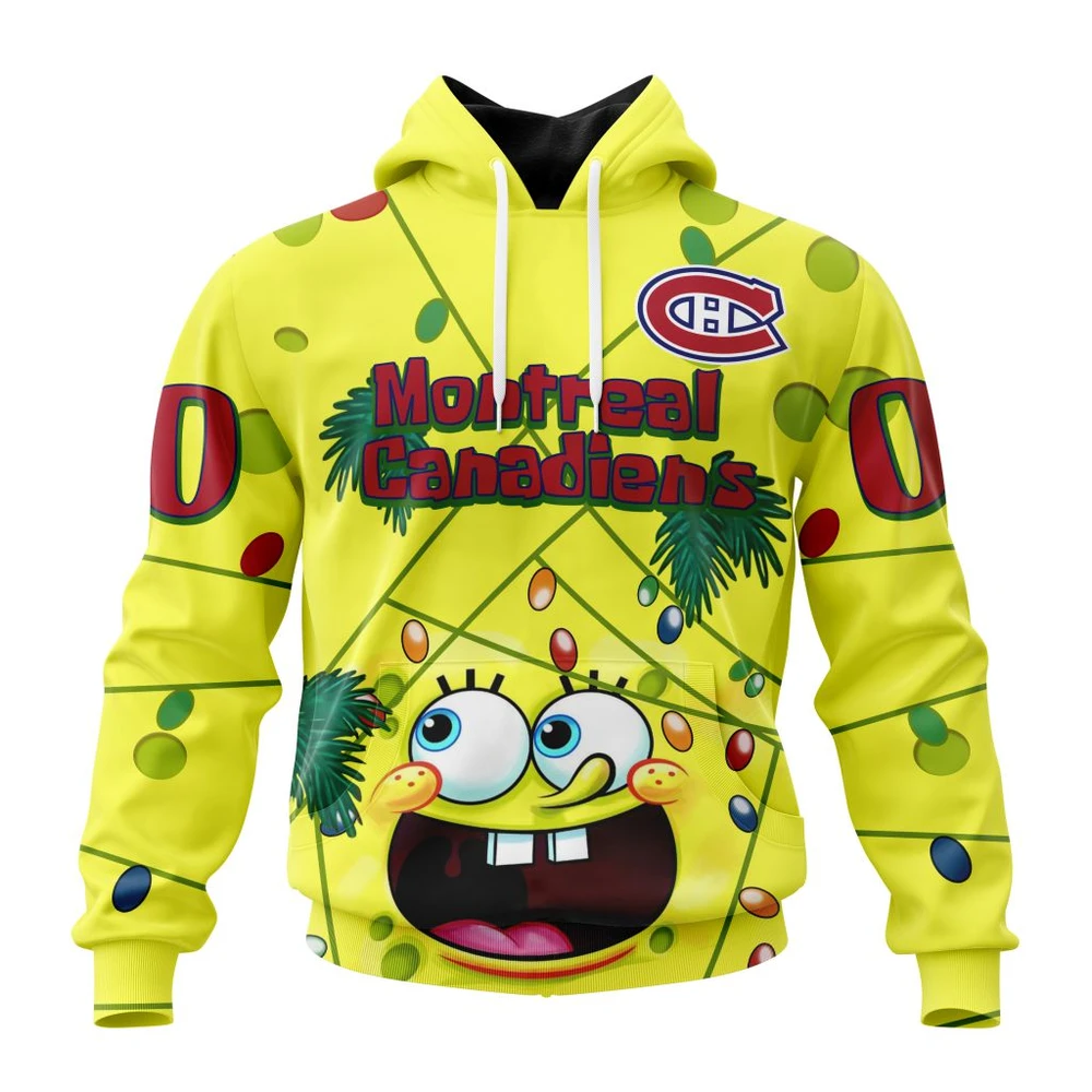 Buildercar - NHL Hoodie Montreal Canadiens Jersey With Spongebob Custom Name and Number Hoodie