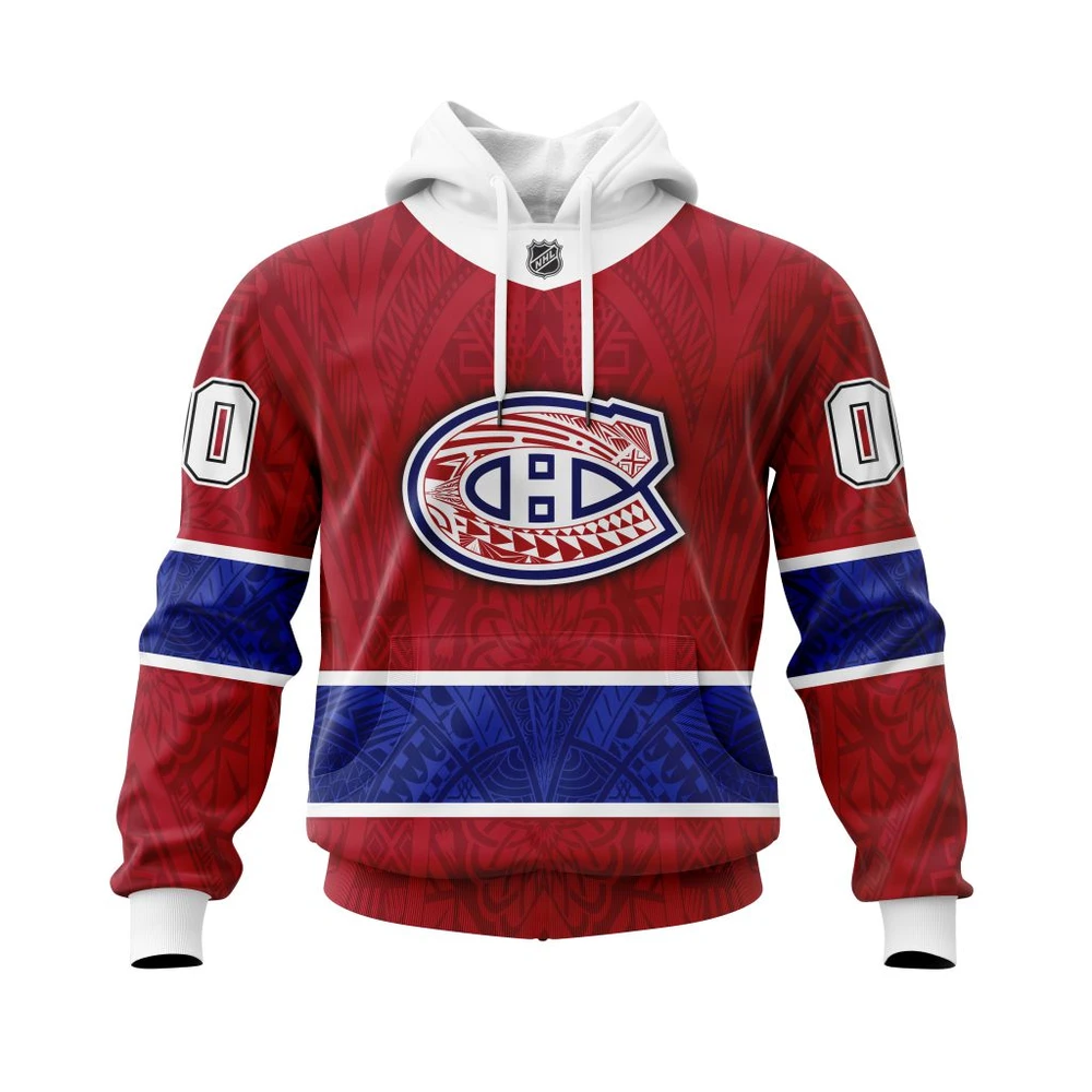 Buildercar - NHL Hoodie Montreal Canadiens Native With Samoa Culture Custom Name and Number Hoodie