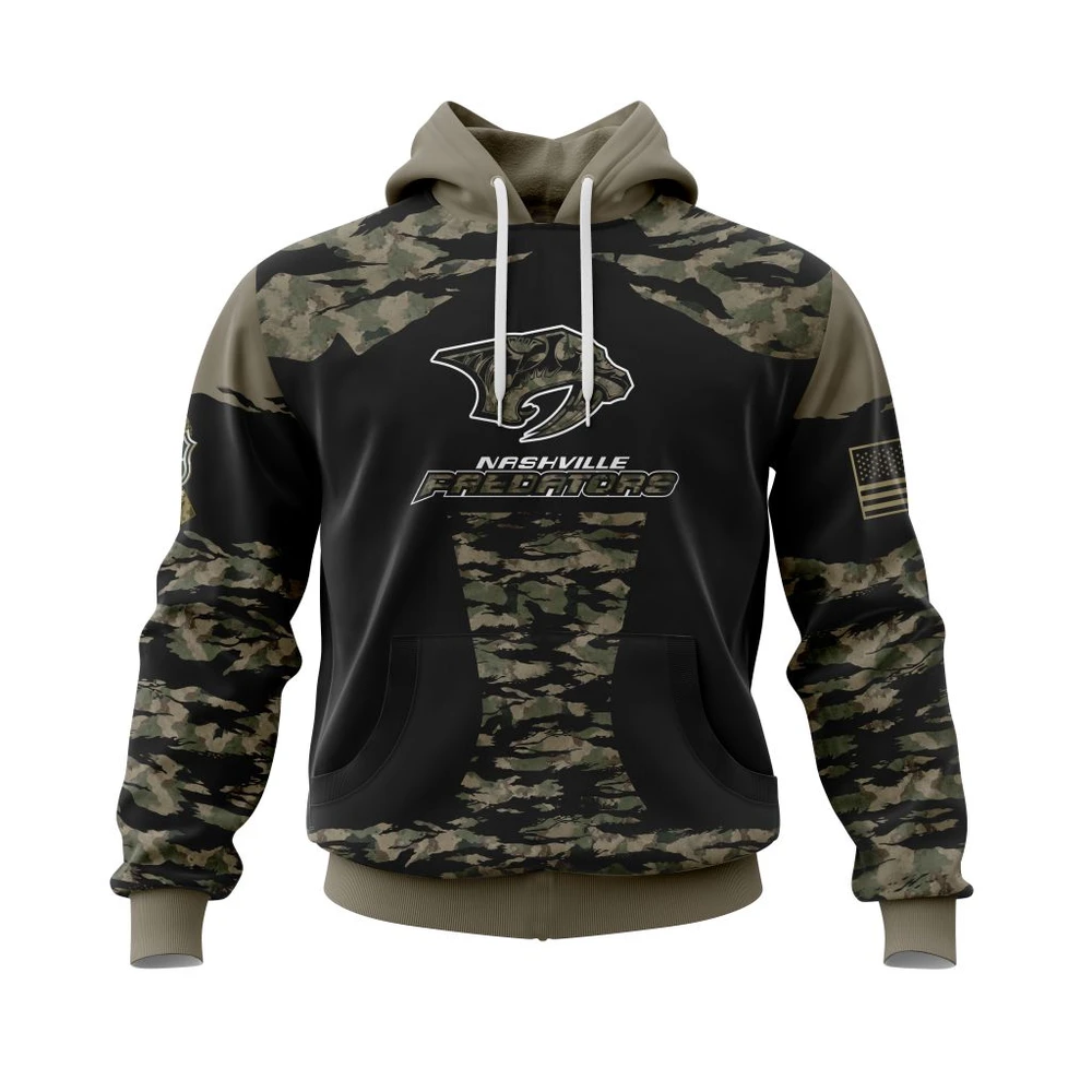 Buildercar - NHL Hoodie Nashville Predators Honors Veterans And Military Members Custom Name and Number Hoodie