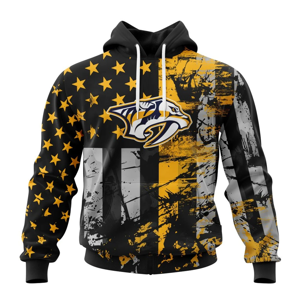 Buildercar - NHL Hoodie Nashville Predators Jersey For America Custom Name and Number Hoodie