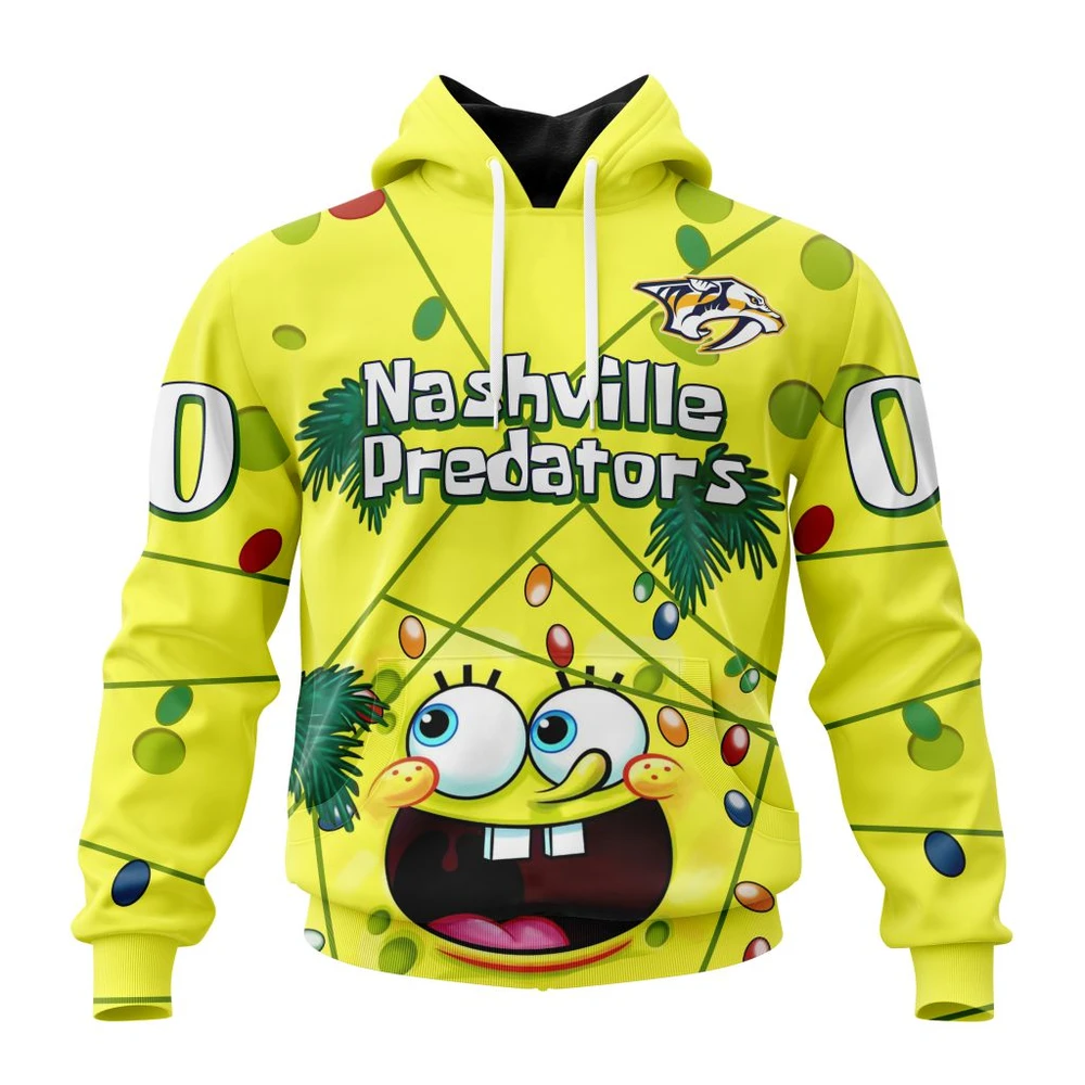 Buildercar - NHL Hoodie Nashville Predators Jersey With Spongebob Custom Name and Number Hoodie