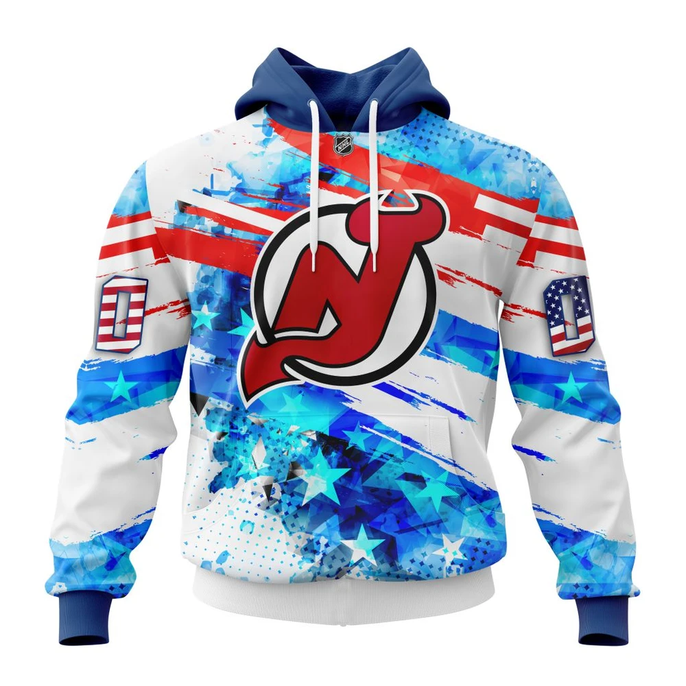 Buildercar - NHL Hoodie New Jersey Devils Awesome Concept For Independence Day Custom Name and Number Hoodie