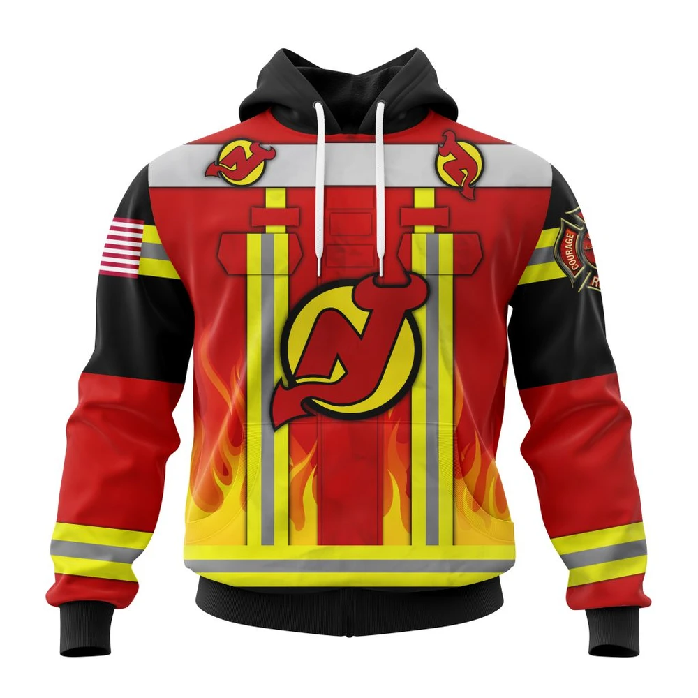 Buildercar - NHL Hoodie New Jersey Devils Honnor Firefighter Uniform V0622 Custom Name and Number Hoodie