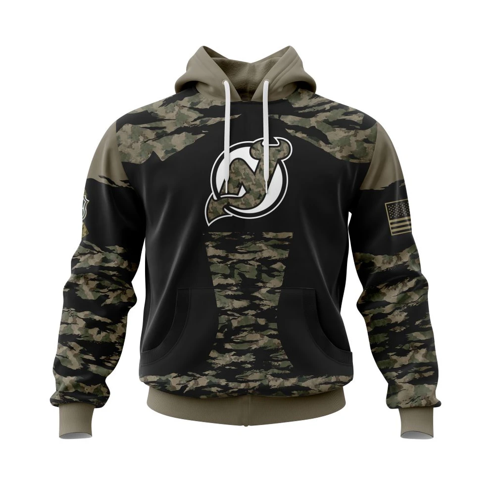 Buildercar - NHL Hoodie New Jersey Devils Honors Veterans And Military Members Custom Name and Number Hoodie
