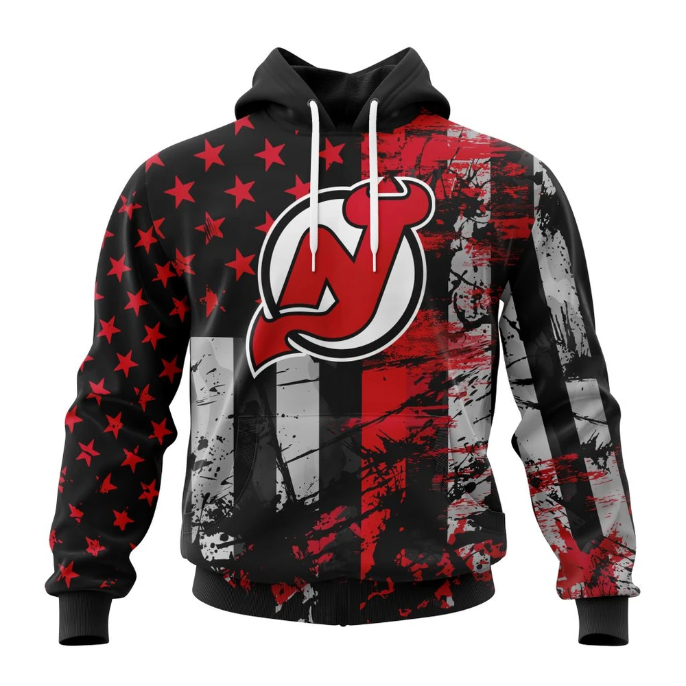 Buildercar - NHL Hoodie New Jersey Devils Jersey For America Custom Name and Number Hoodie