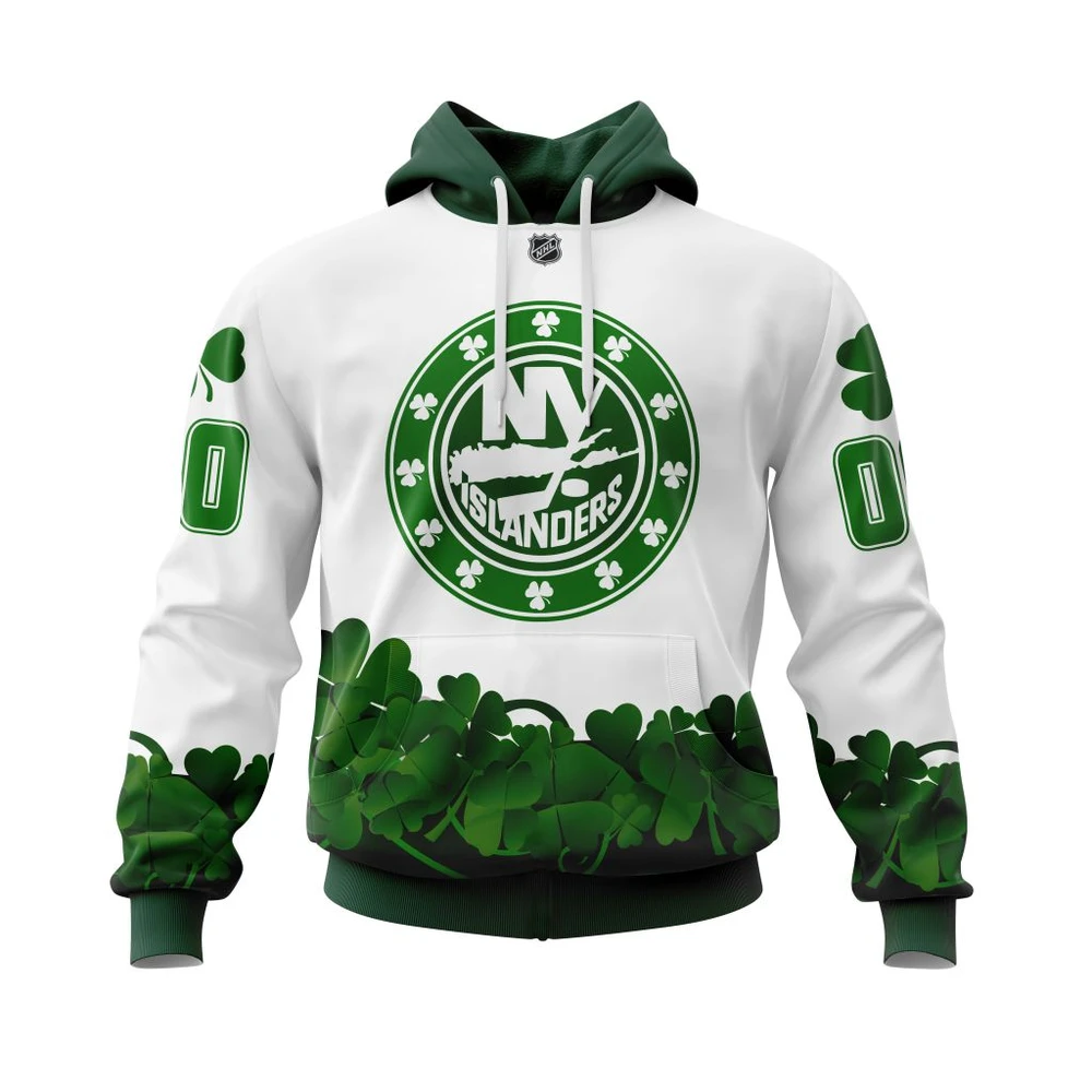 Buildercar - NHL Hoodie New York Islanders Happy St.Patrick Days Jersey Custom Name and Number Hoodie