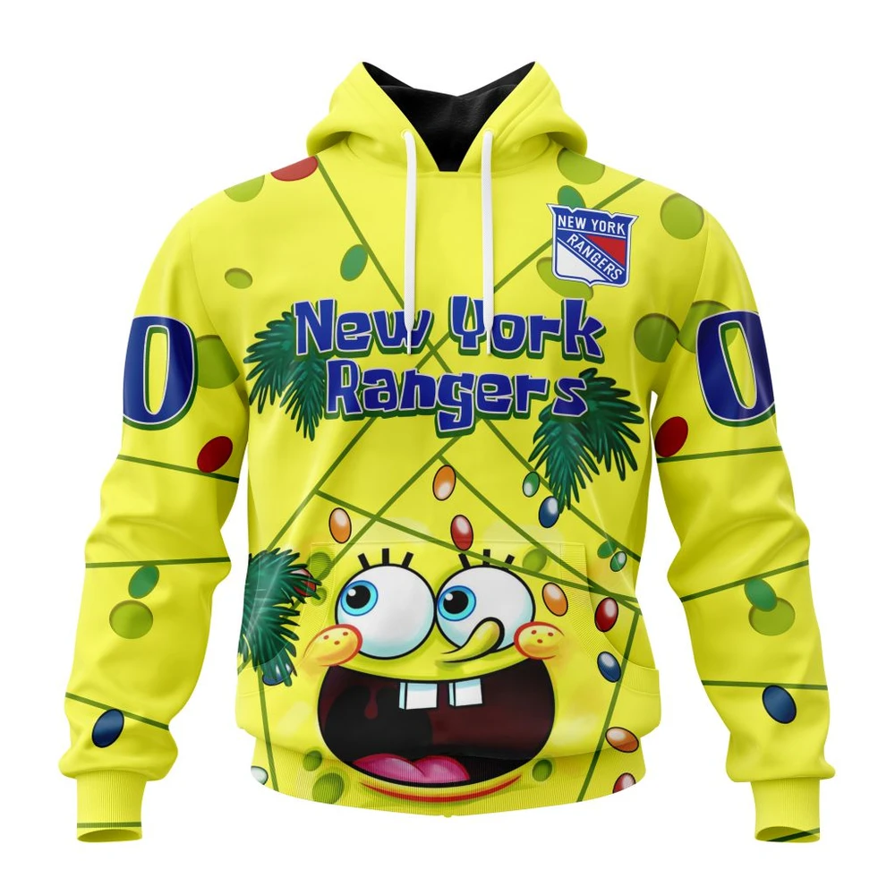 Buildercar - NHL Hoodie New York Rangers Jersey With Spongebob Custom Name and Number Hoodie