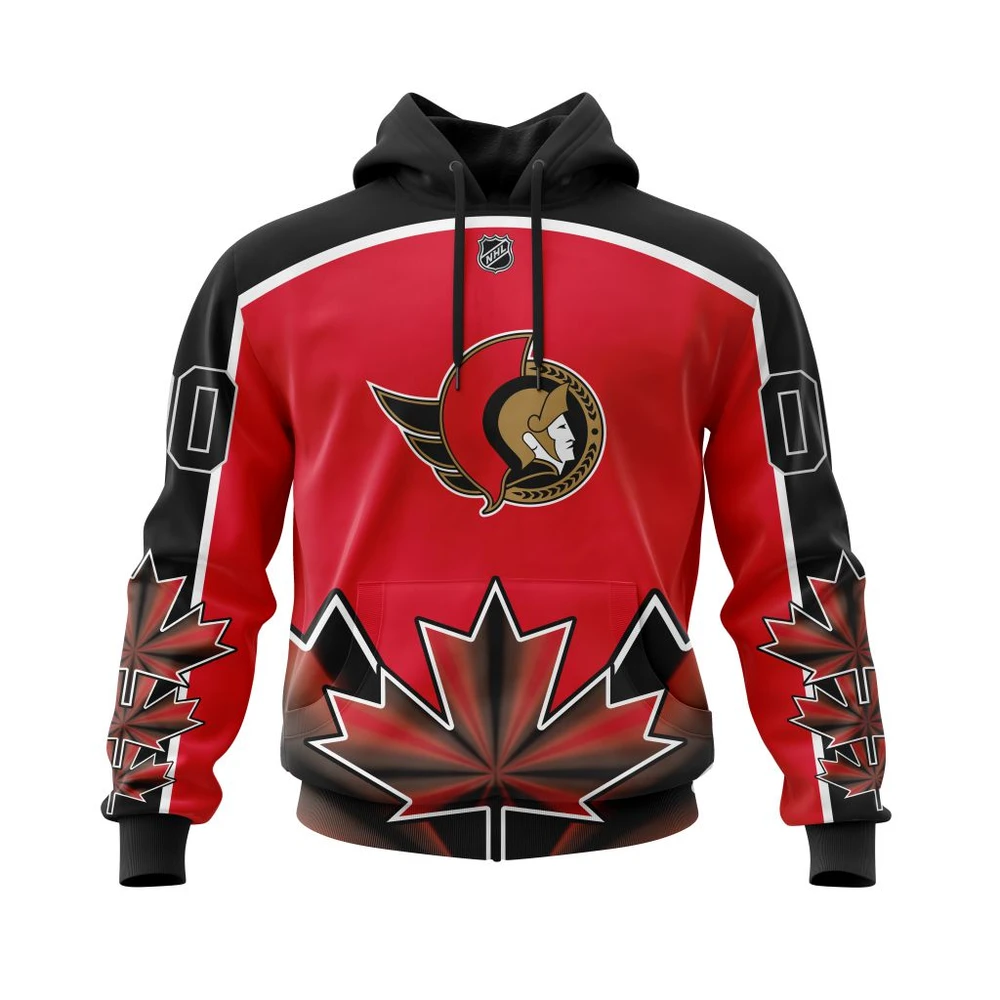 Buildercar - NHL Hoodie Ottawa Senators With Beloved Canada Maple Leafs Custom Name and Number Hoodie