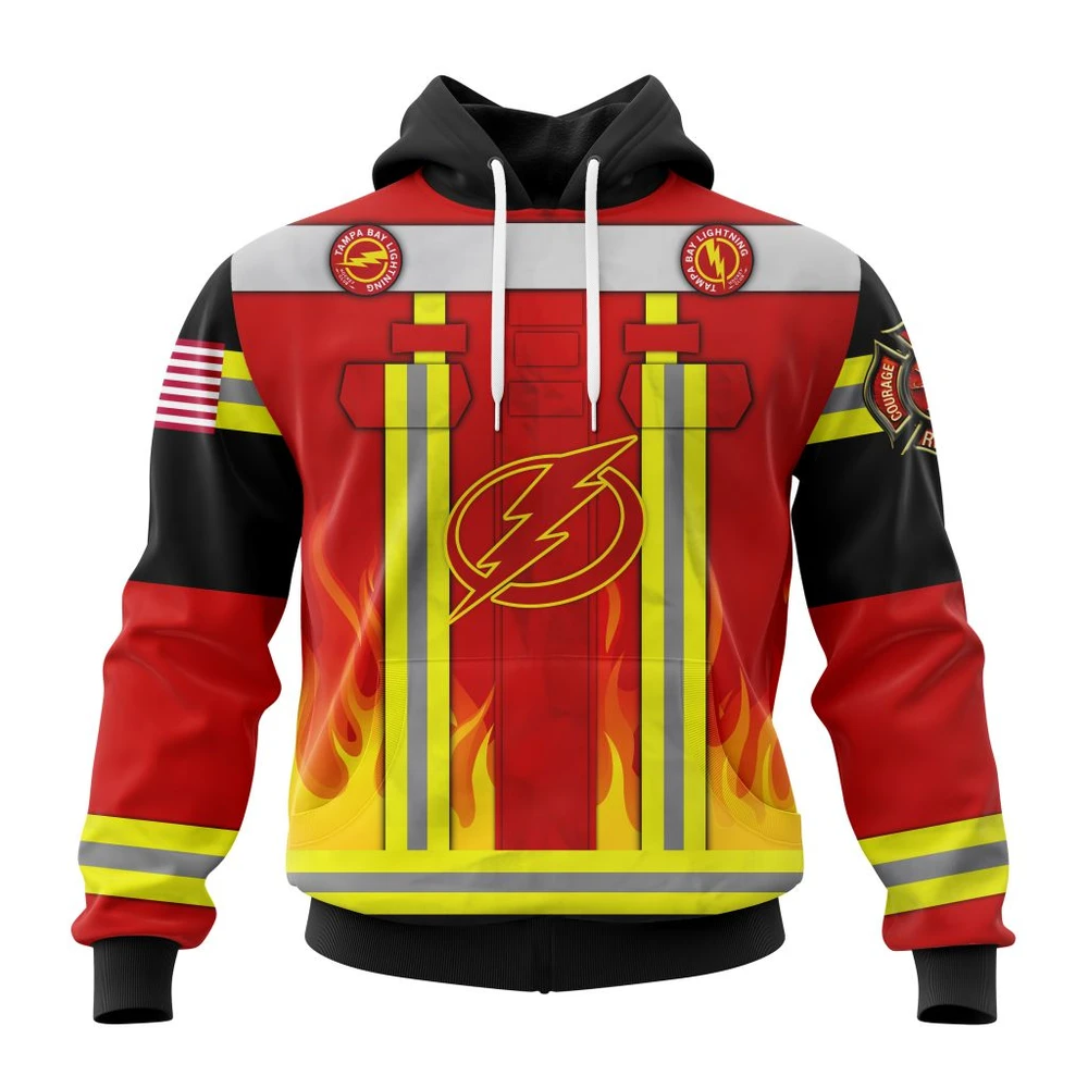 Buildercar - NHL Hoodie Tampa Bay Lightning Honnor Firefighter Uniform V0622 Custom Name and Number Hoodie