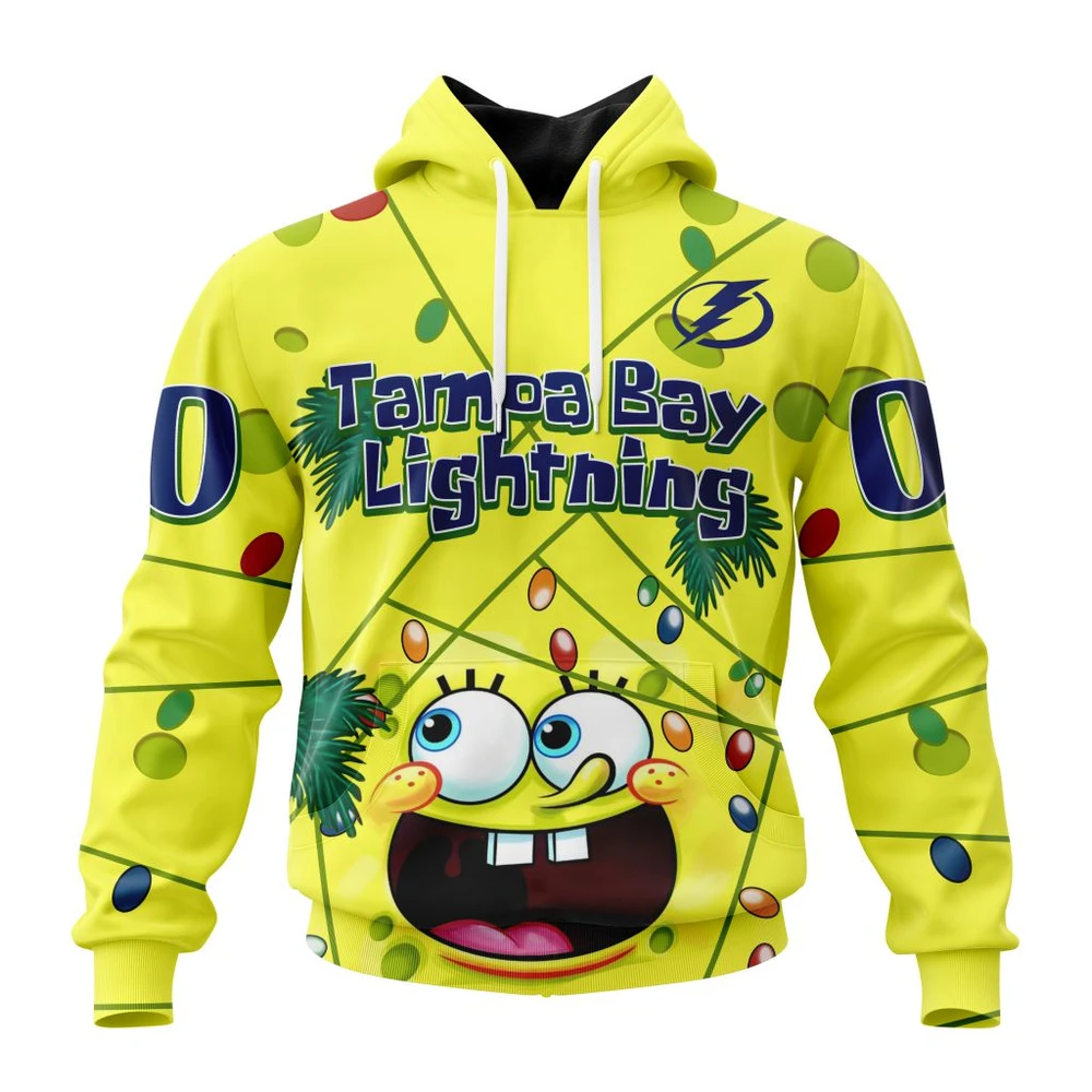Buildercar - NHL Hoodie Tampa Bay Lightning Jersey With Spongebob Custom Name and Number Hoodie