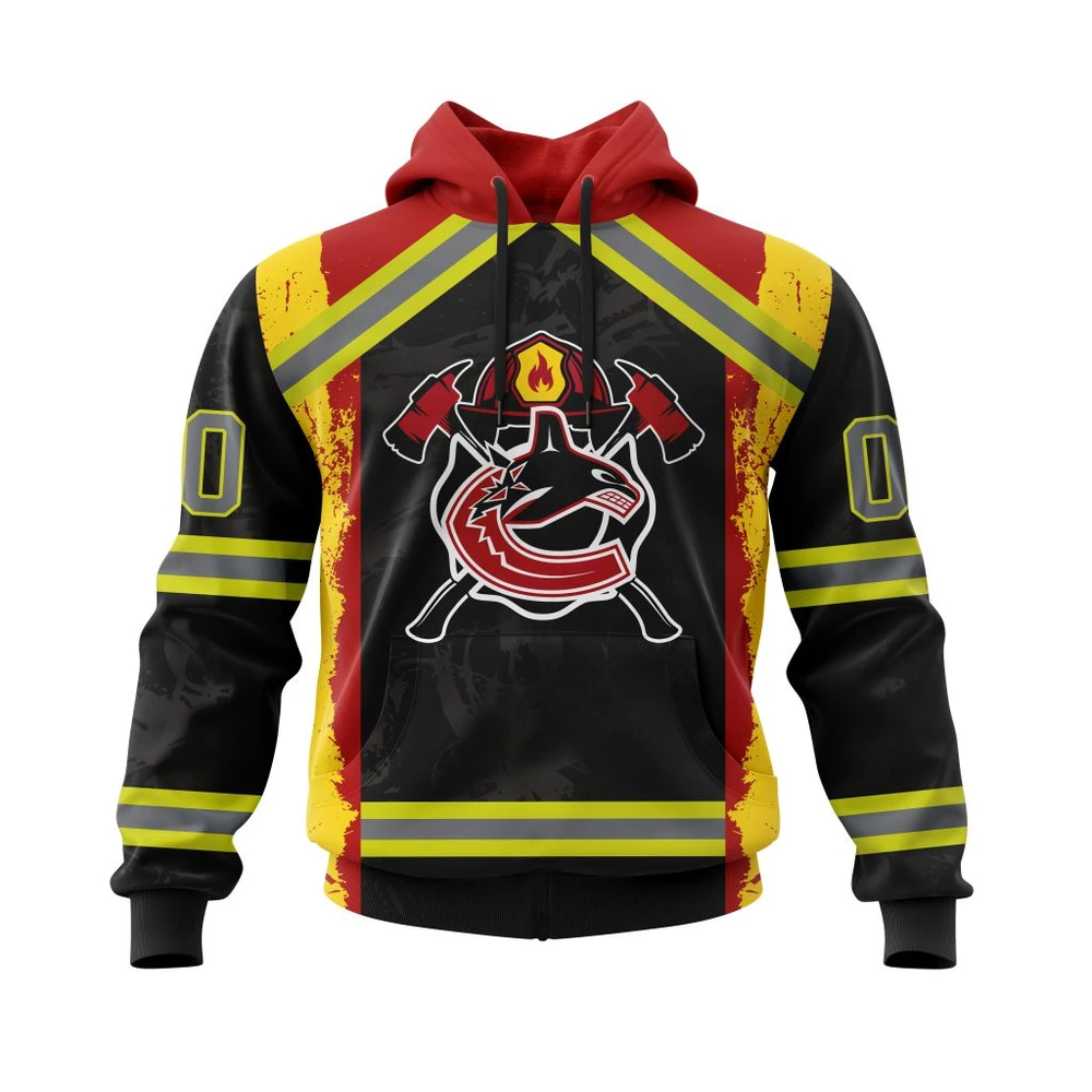 Buildercar - NHL Hoodie Vancouver Canucks Honnor Firefighter Custom Name and Number Hoodie