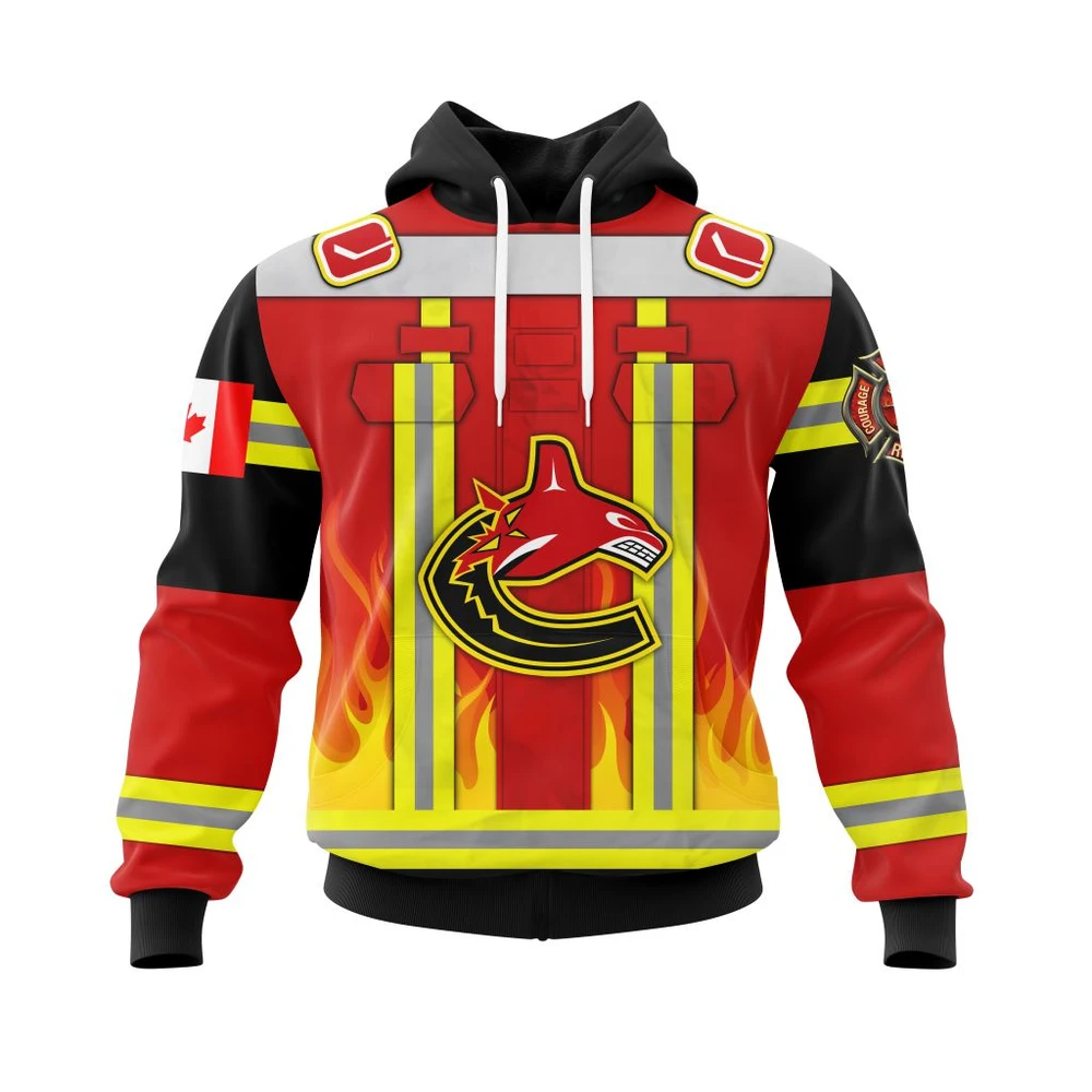 Buildercar - NHL Hoodie Vancouver Canucks Honnor Firefighter Uniform V0622 Custom Name and Number Hoodie
