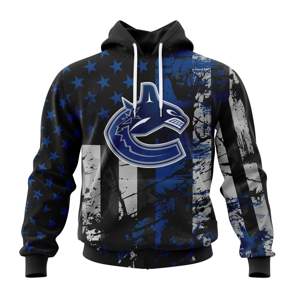 Buildercar - NHL Hoodie Vancouver Canucks Jersey For America Custom Name and Number Hoodie