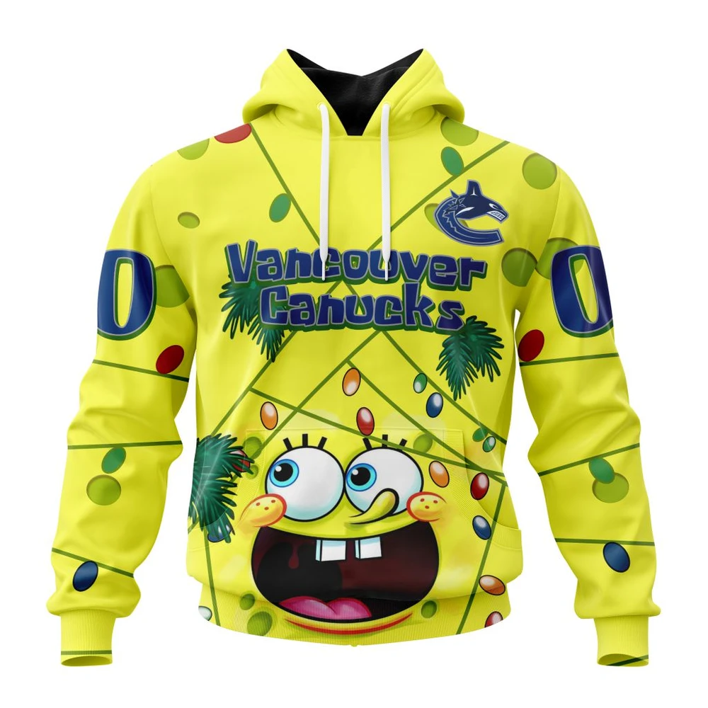 Buildercar - NHL Hoodie Vancouver Canucks Jersey With Spongebob Custom Name and Number Hoodie
