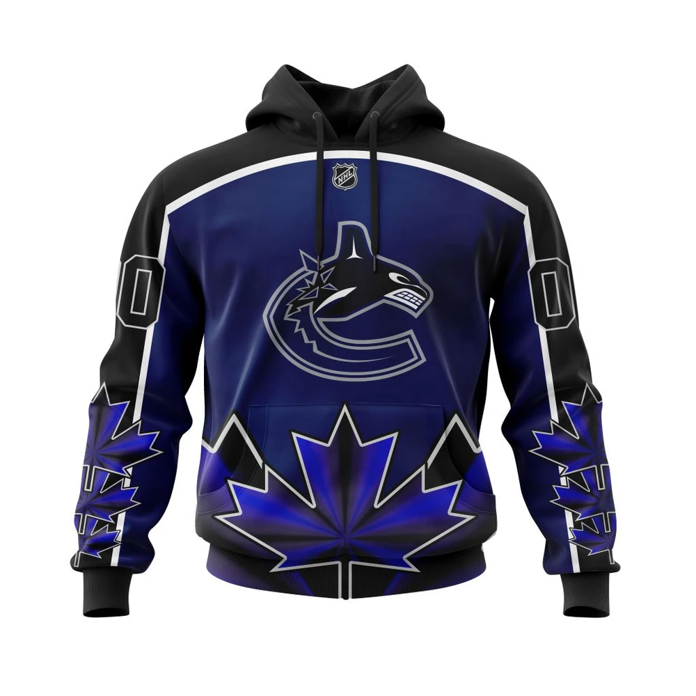 Buildercar - NHL Hoodie Vancouver Canucks With Beloved Canada Maple Leafs Custom Name and Number Hoodie