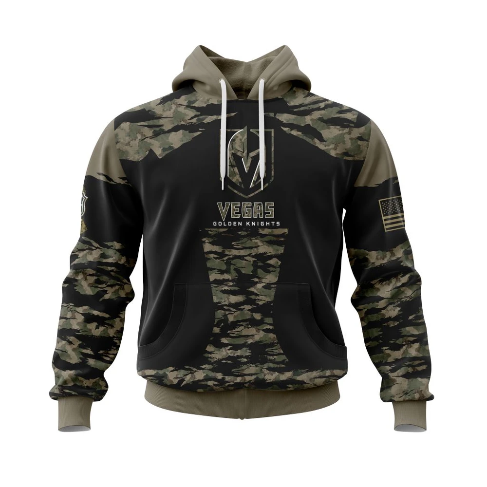 Buildercar - NHL Hoodie Vegas Golden Knights Honors Veterans And Military Members Custom Name and Number Hoodie