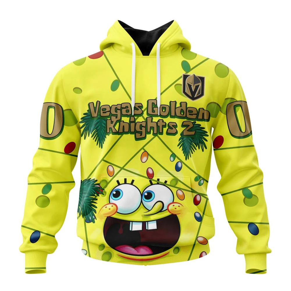 Buildercar - NHL Hoodie Vegas Golden Knights Jersey With Spongebob Custom Name and Number Hoodie