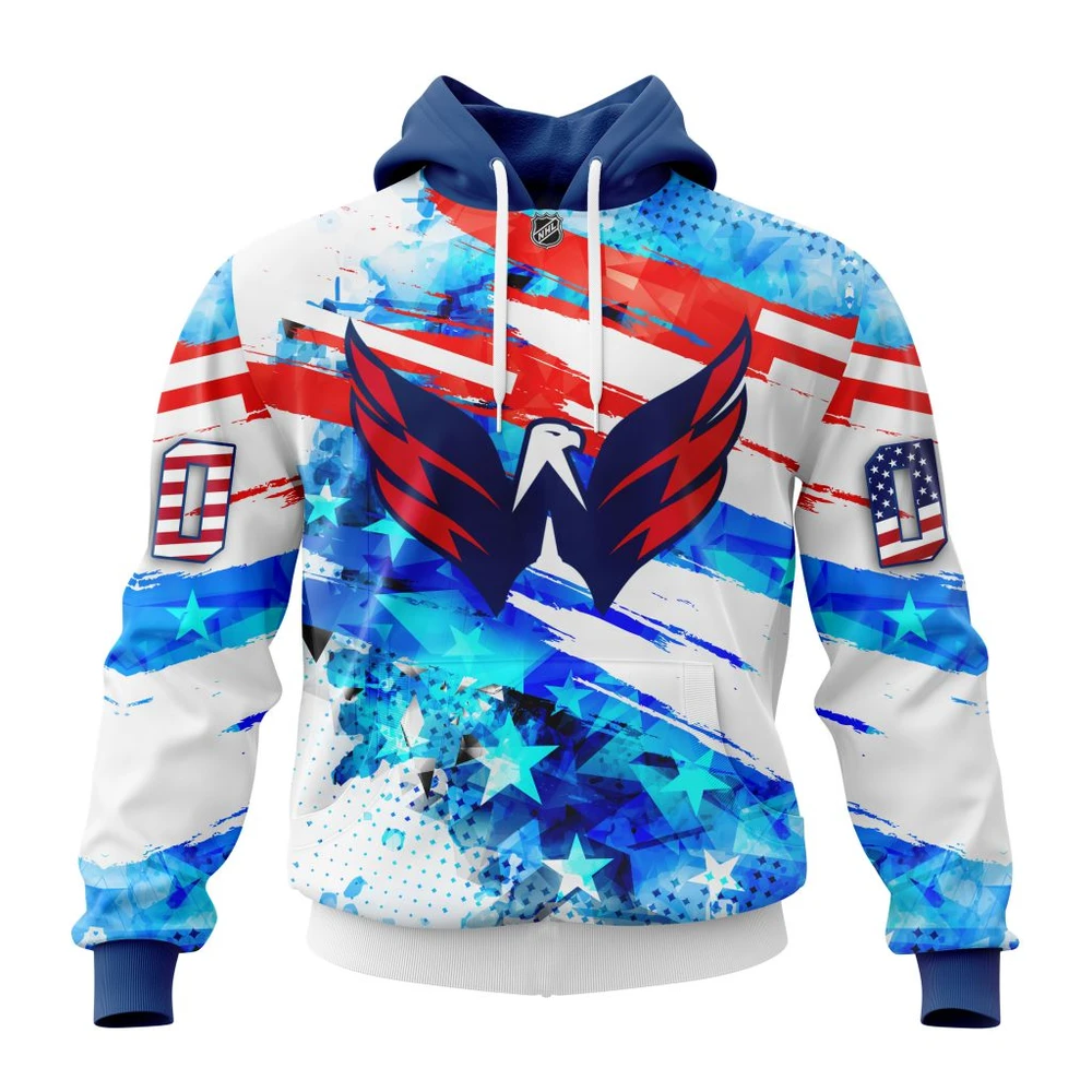 Buildercar - NHL Hoodie Washington Capitals Awesome Concept For Independence Day Custom Name and Number Hoodie