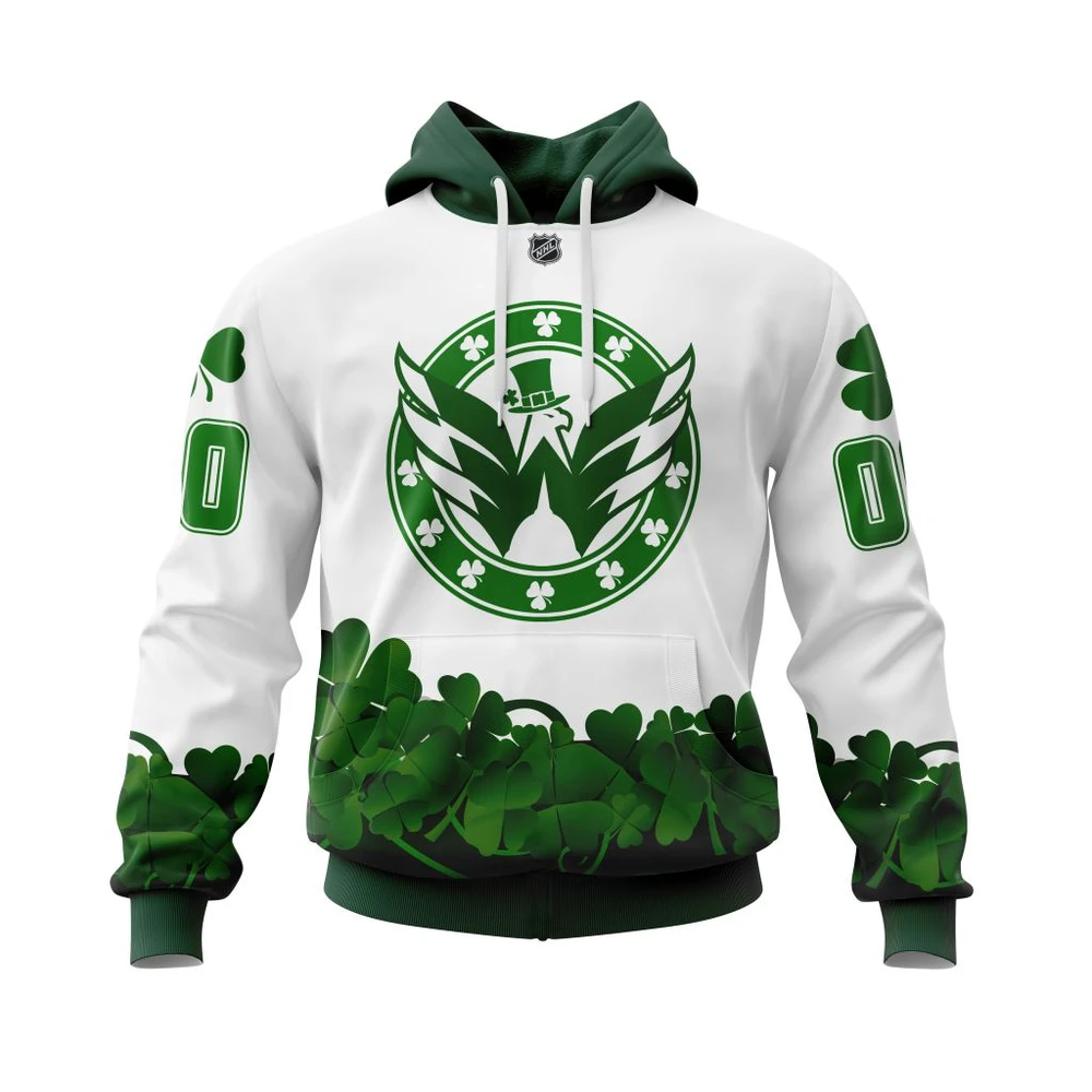 Buildercar - NHL Hoodie Washington Capitals Happy St.Patrick Days Jersey Custom Name and Number Hoodie