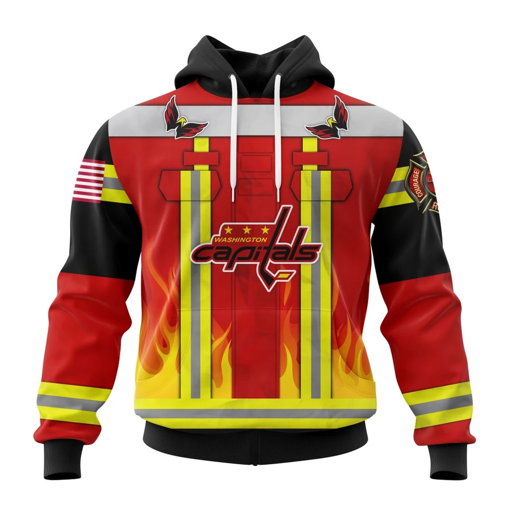 Buildercar - NHL Hoodie Washington Capitals Honnor Firefighter Uniform V0622 Custom Name and Number Hoodie