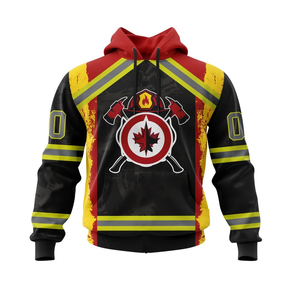 Buildercar - NHL Hoodie Winnipeg Jets Honnor Firefighter Custom Name and Number Hoodie
