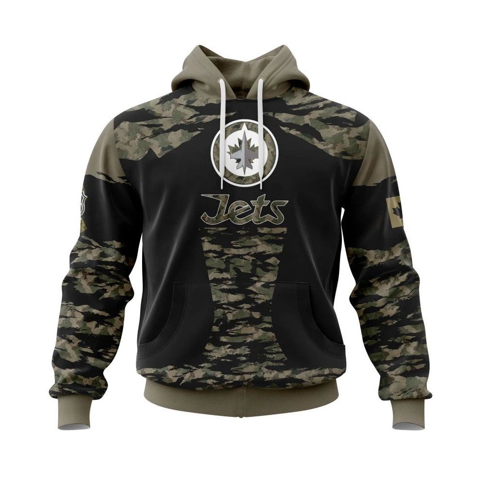 Buildercar - NHL Hoodie Winnipeg Jets Honors Veterans And Military Members Custom Name and Number Hoodie