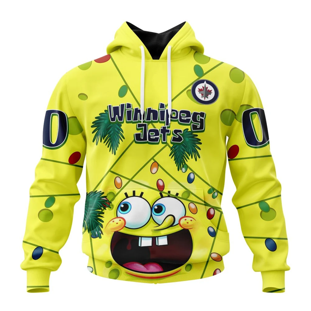 Buildercar - NHL Hoodie Winnipeg Jets Jersey With Spongebob Custom Name and Number Hoodie