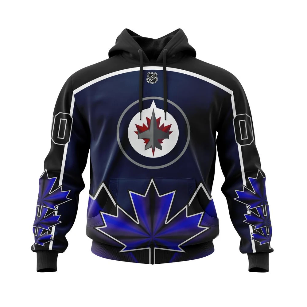 Buildercar - NHL Hoodie Winnipeg Jets With Beloved Canada Maple Leafs Custom Name and Number Hoodie