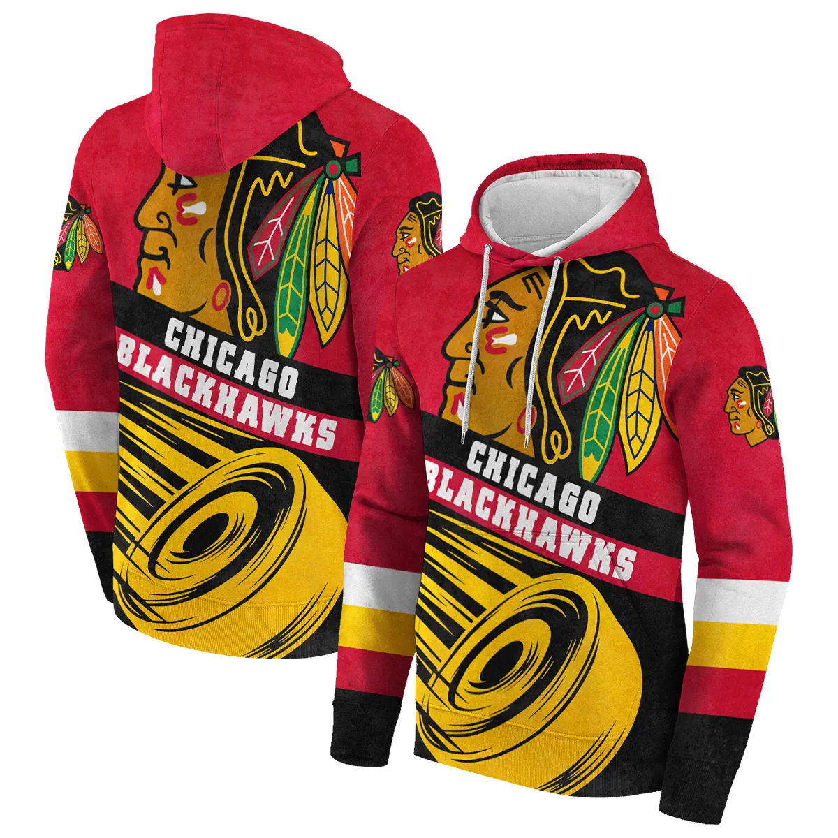 Buildercar - NHL Ice Hockey Puck Chicago Blackhawks National Hockey League Hoodie
