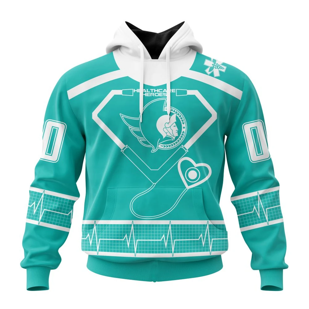 Buildercar - NHL Ottawa Senators Awesome Design Honoring Healthcare Heroes Custom Name and Number Hoodie