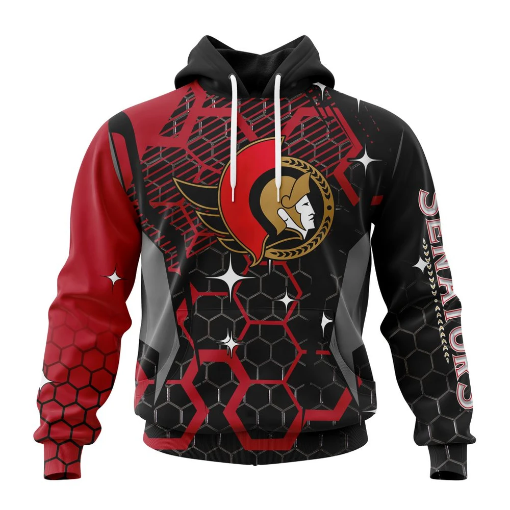 Buildercar - NHL Ottawa Senators Design With Motocross Custom Name and Number Hoodie