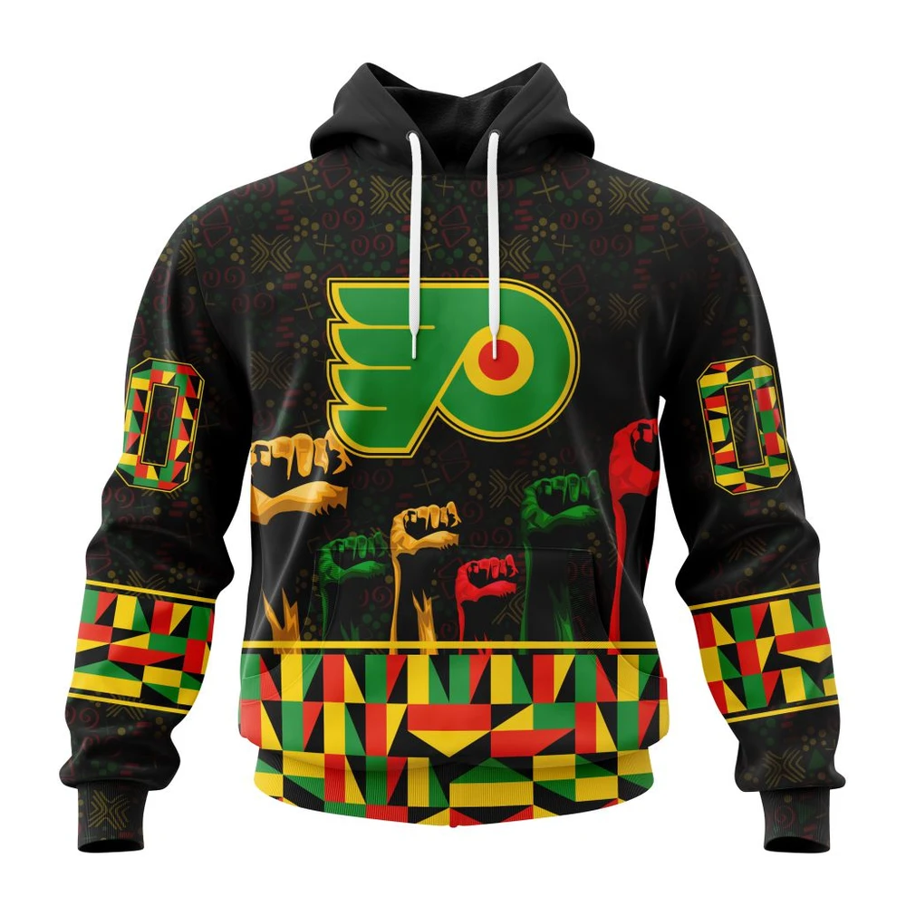 Buildercar - NHL Philadelphia Flyers Awesome Design Celebrate Black History Month Custom Name and Number Hoodie