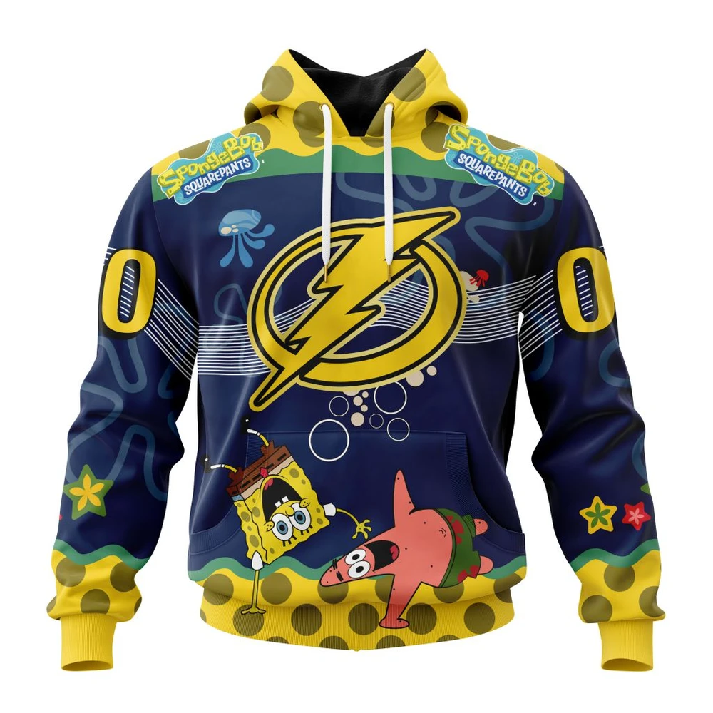 Buildercar - NHL Tampa Bay Lightning Jersey With Spongebob Custom Name and Number Hoodie