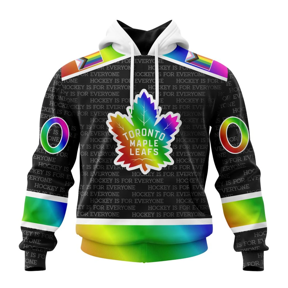 Buildercar - NHL Toronto Maple Leafs Awesome Pride Design Hockey Is For Everyone Custom Name and Number Hoodie