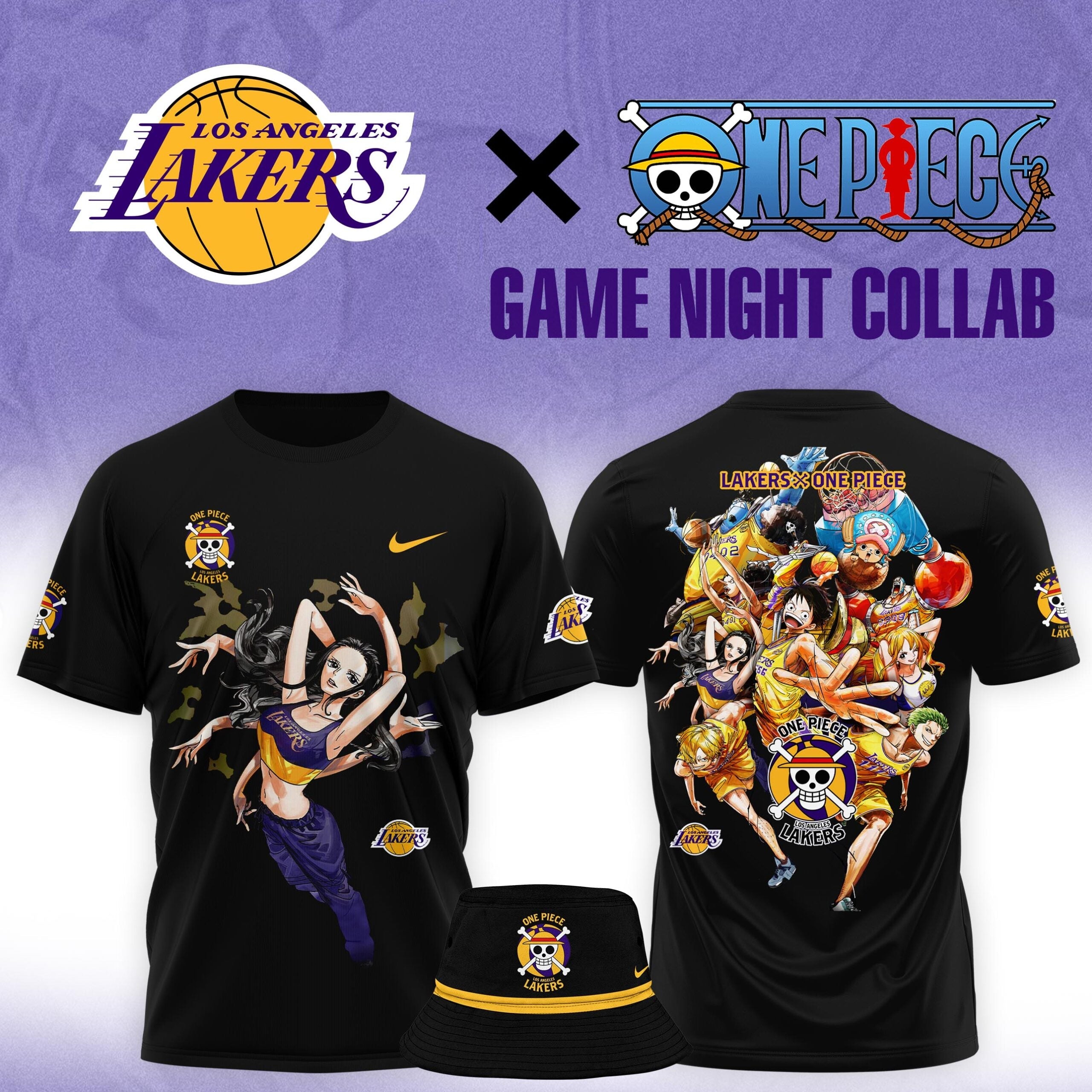 Buildercar - Nico Robin One Piece feat NBA Lakers BlackT-Shirt Hoodie Suit