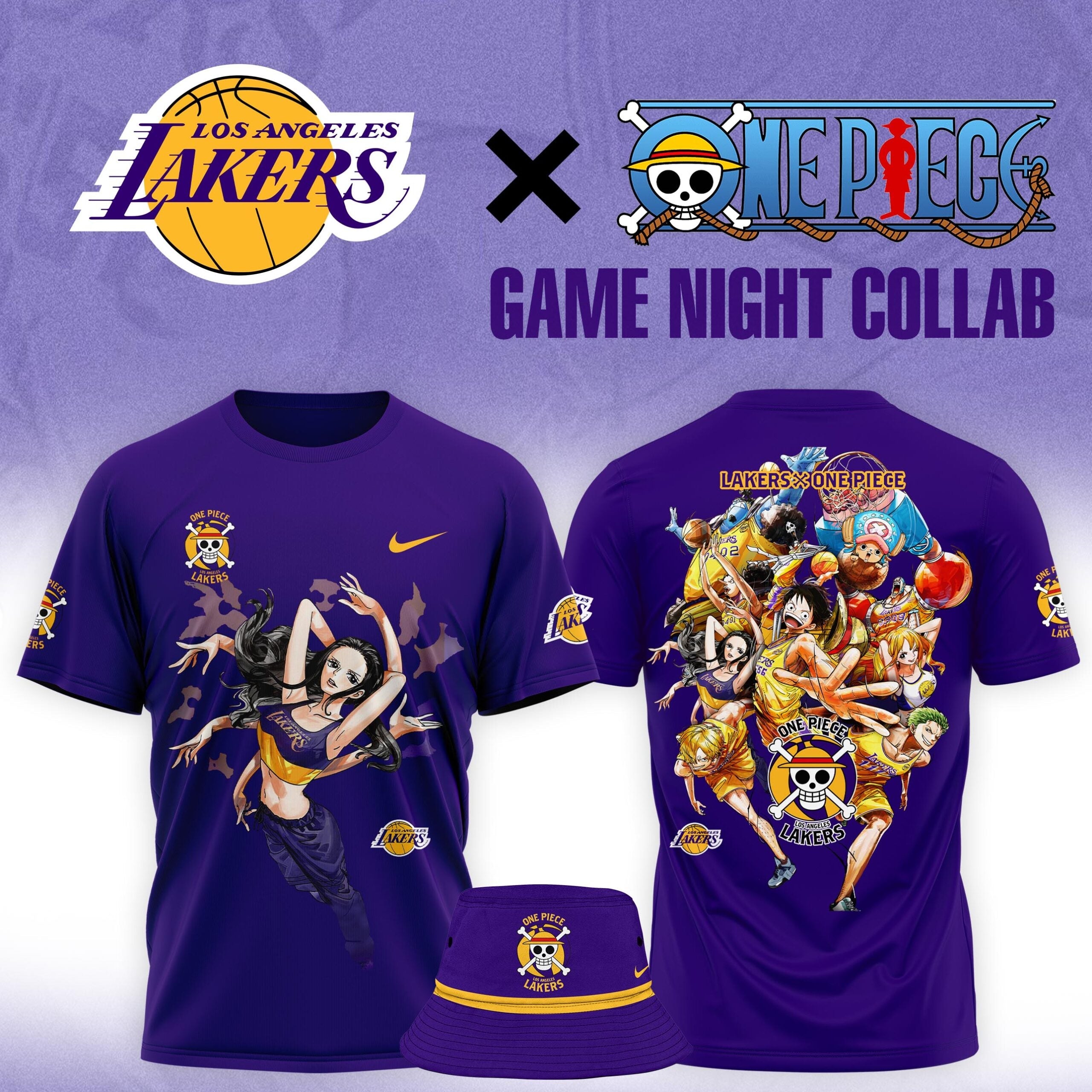 Buildercar - Nico Robin One Piece feat NBA Lakers Purple T-Shirt Hoodie Suit