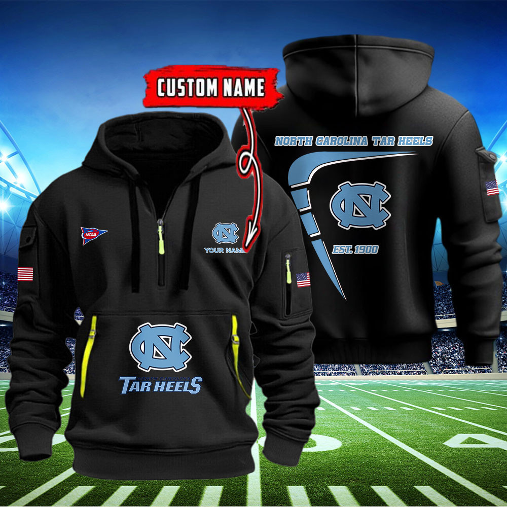 Buildercar - North Carolina Tar Heels Quarter Zip Hoodie Style 44