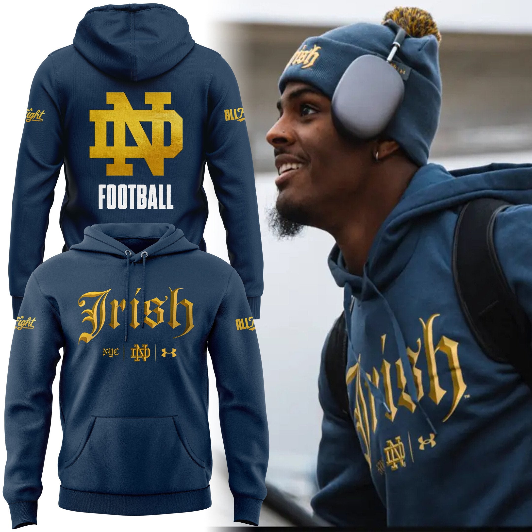 Buildercar - Notre Dame Fighting Irish 2025 Shamrock Series NCAA Hoodie Tracksuit