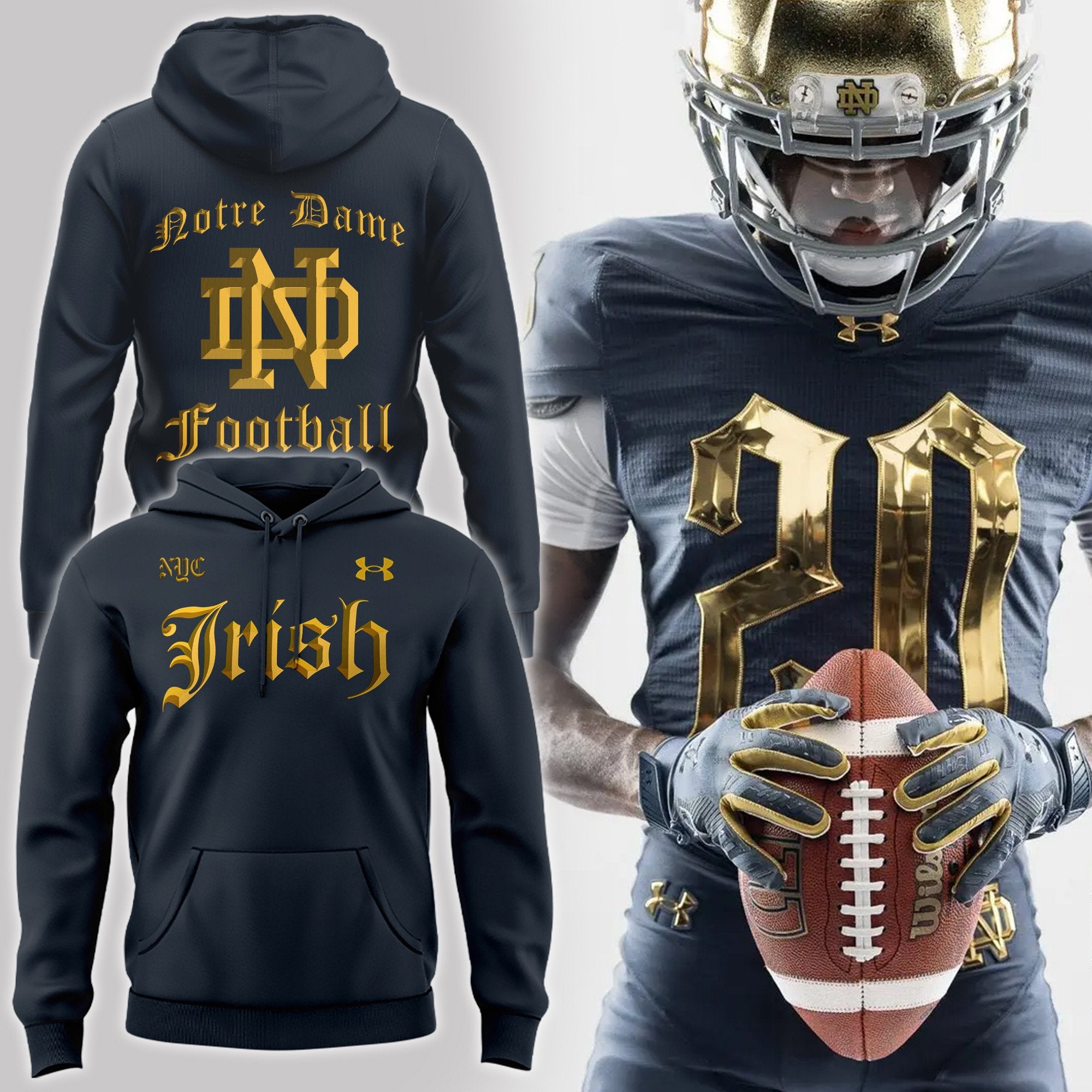 Buildercar - Notre Dame Fighting Irish 2025 Shamrock Series V2 NCAA Hoodie Tracksuit
