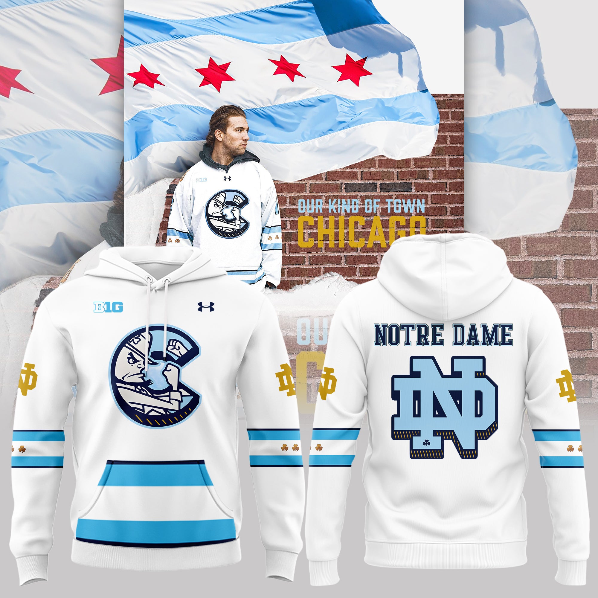Buildercar - Notre Dame Fighting Irish Chicago Cubs x Notre Dame Hockey NCAA Hoodie Tracksuit