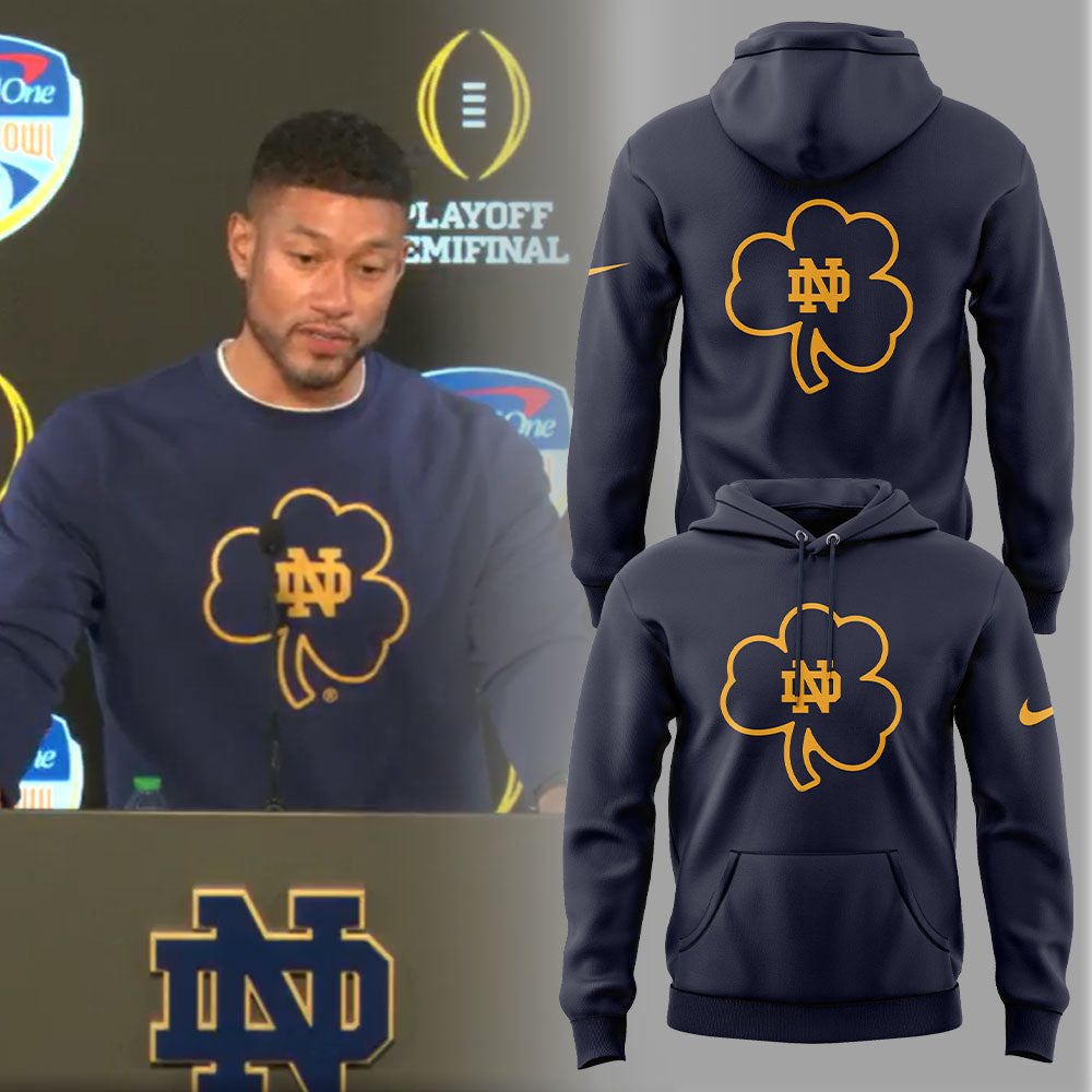 Buildercar - Notre Dame Fighting Irish Coach Marcus Freeman CLOVER NCAA Hoodie Tracksuit