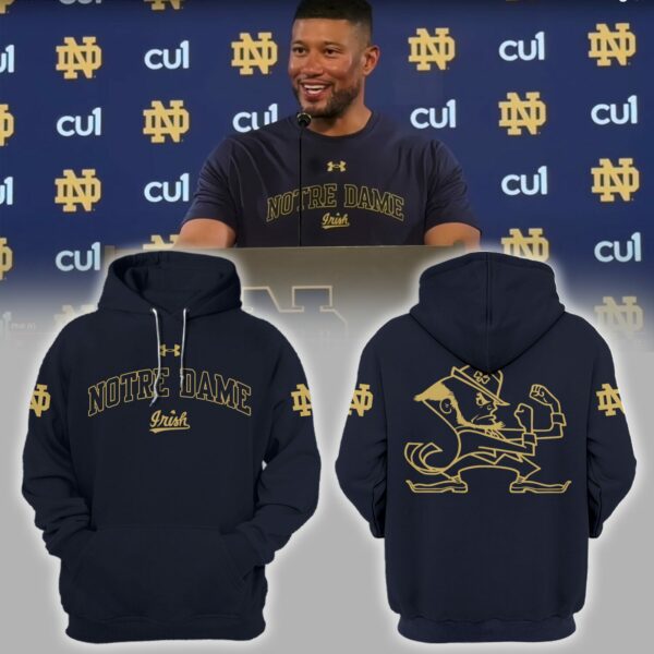 Buildercar - Notre Dame Fighting Irish Coach Marcus Freeman Navy/Gold NCAA Hoodie Tracksuit